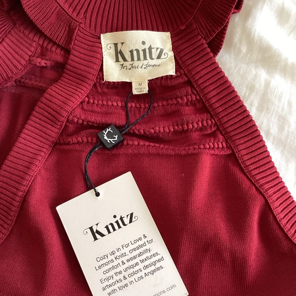 For Love & Lemons knitz Burgundy Halter Dress M - Picture 7 of 8